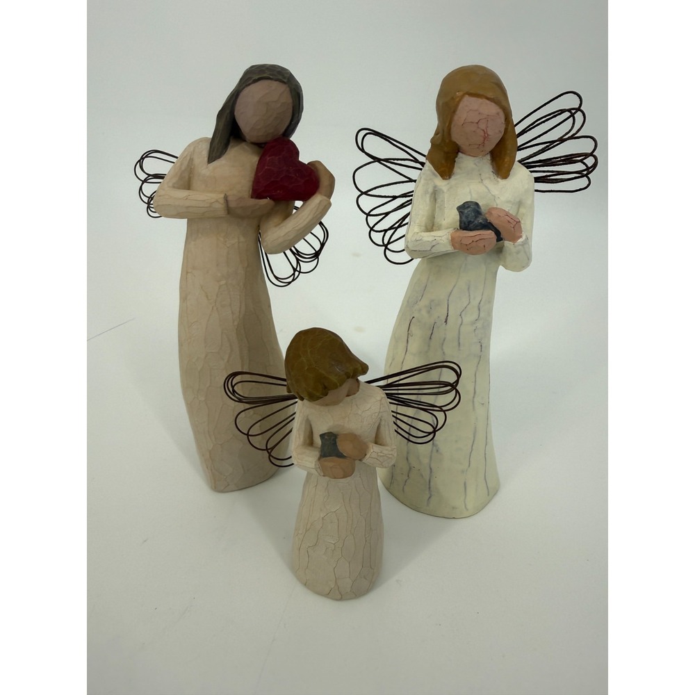 Willow Tree Angels Figurines Sue Lordi. Angel Of Peace, Heart, Healing lot of 3
